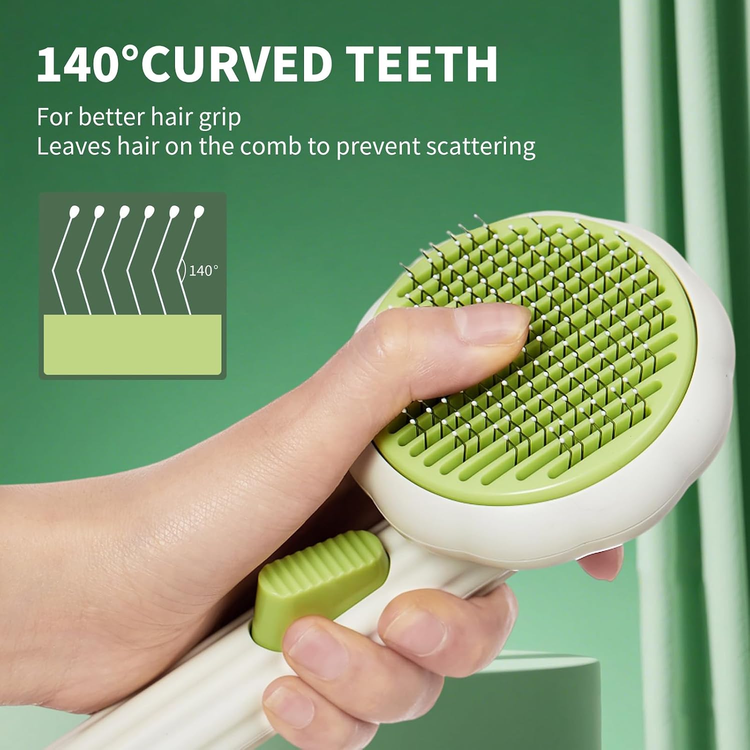Cat & Dog Deshedding Brush with Release Button, Self-Cleaning Pet Comb - Image 4