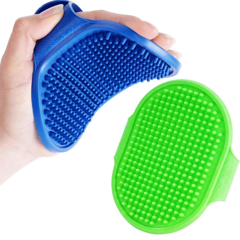 2 Pack Soft Silicone Dog Grooming Brush with Adjustable Handle