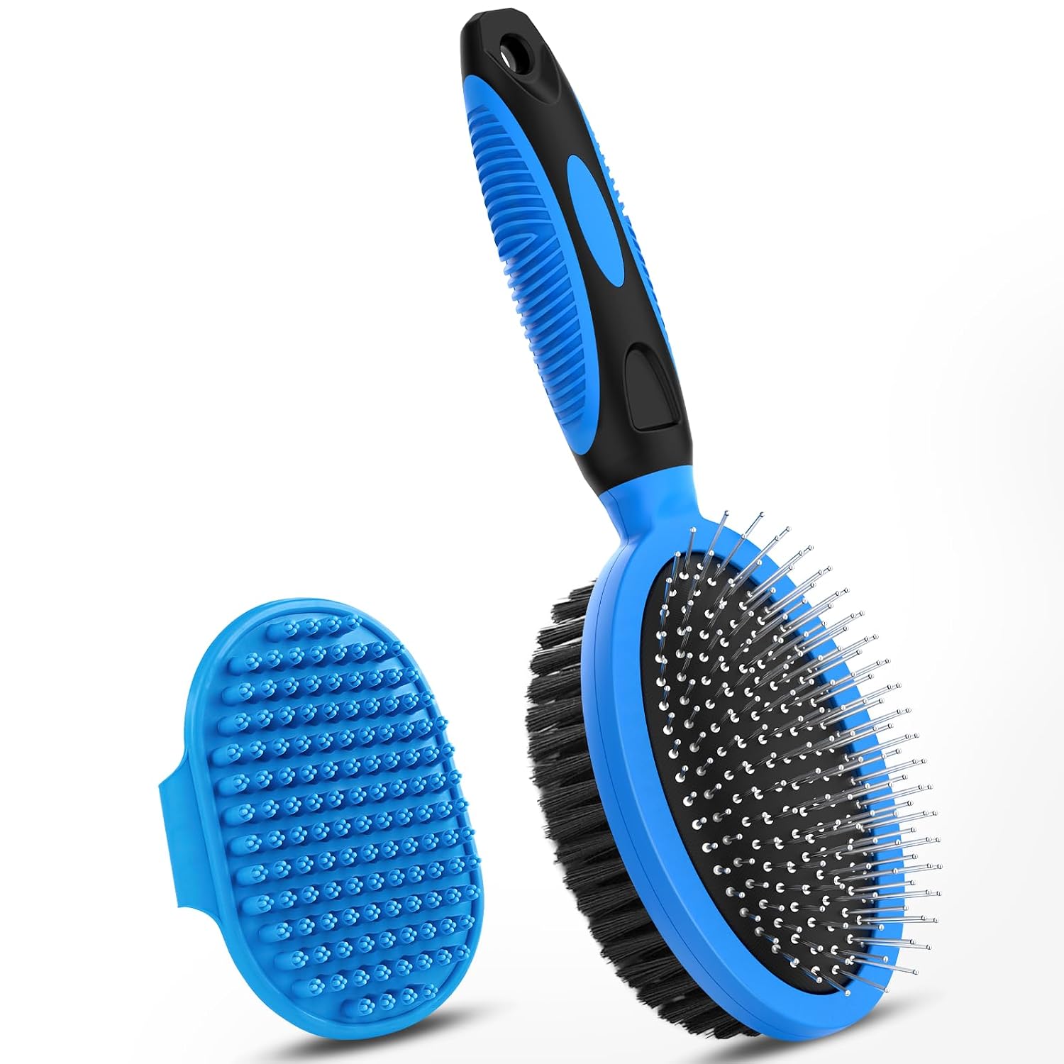 2PCS Pet Grooming Brush - Double-Sided for Shedding, Bathing, and Deshedding (Blue) - Image 4