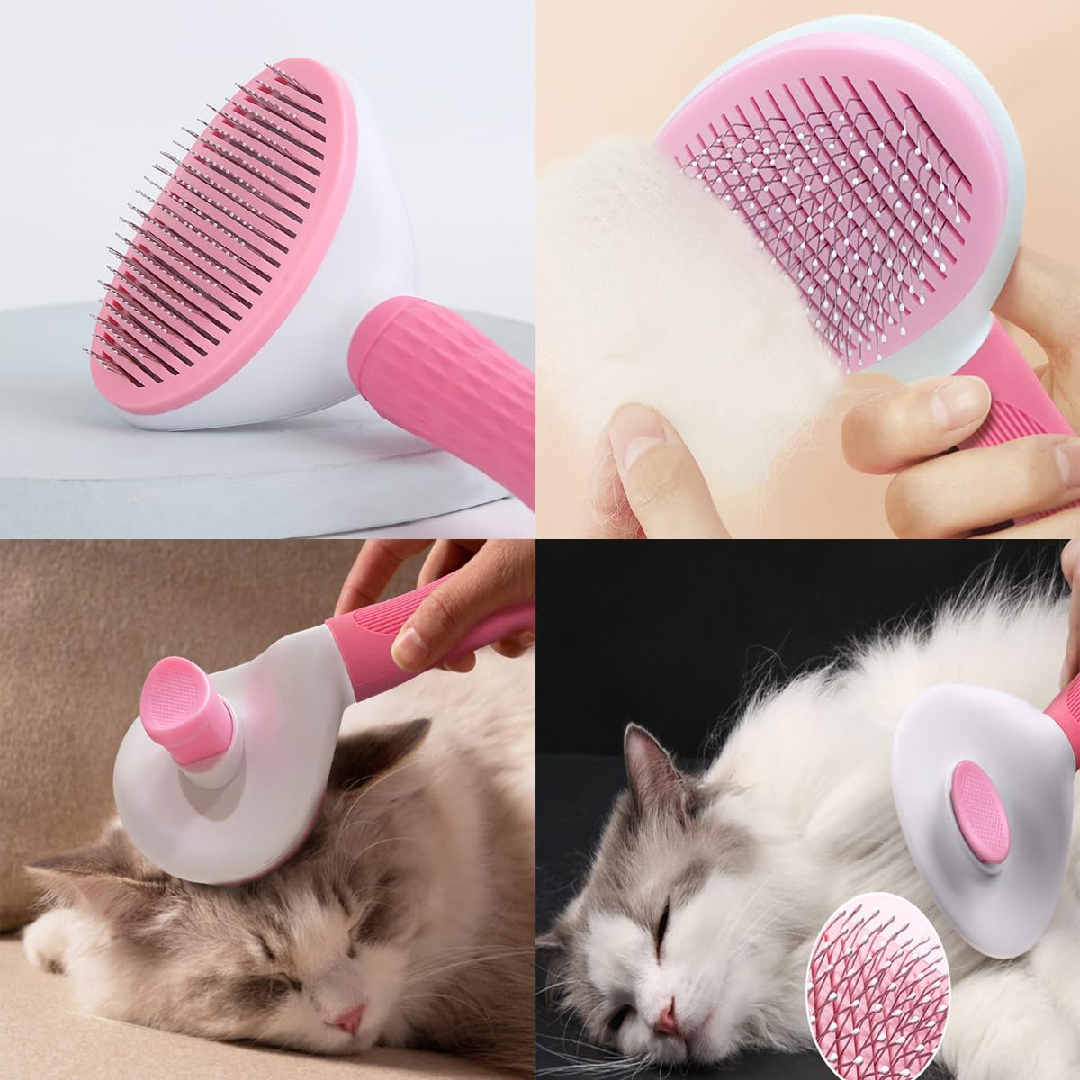 7 PCS Dog Brush Dog Grooming Kits,Dog Shedding Brush,Self-Cleaning Brush with Nail Clipper, Flea Comb and Shampoo Bath Brush - Image 4