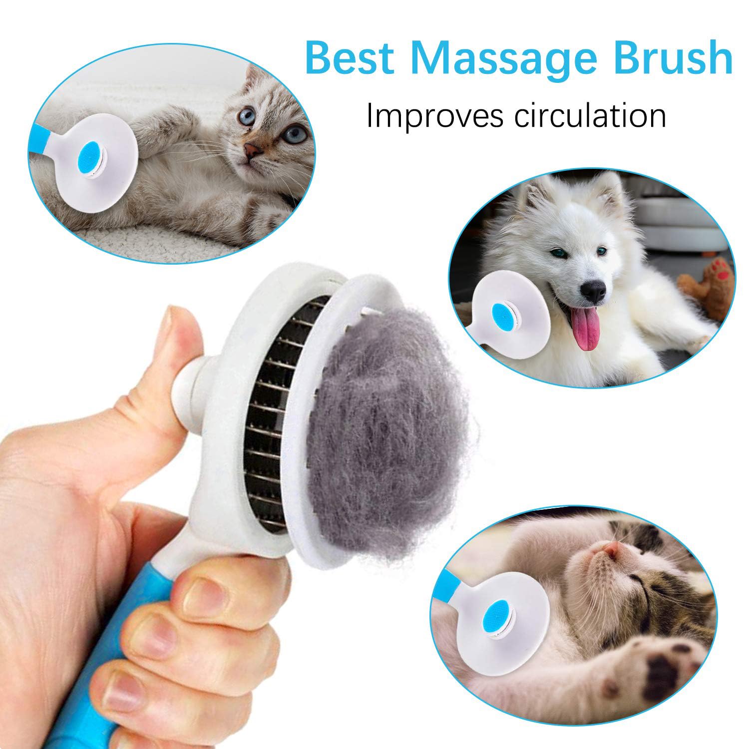 Self-Cleaning Slicker Brush for Cats & Dogs – Blue (Upgraded) - Image 4