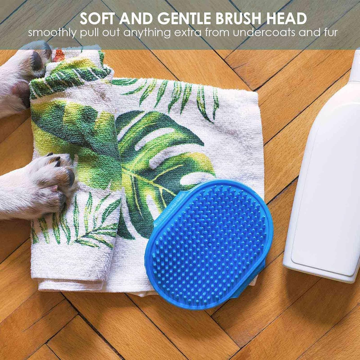 2 Pack Soft Silicone Dog Grooming Brush with Adjustable Handle - Image 2