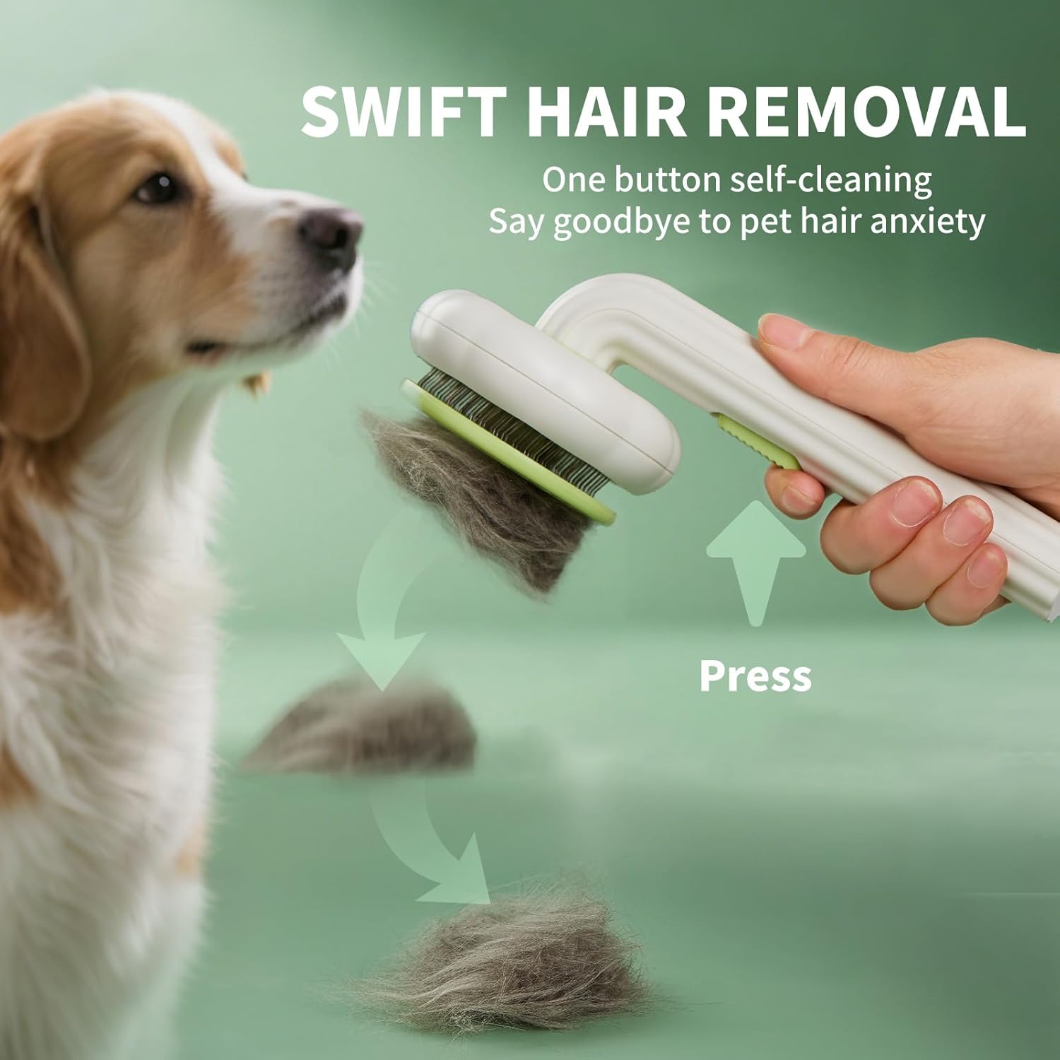 Cat & Dog Deshedding Brush with Release Button, Self-Cleaning Pet Comb - Image 3