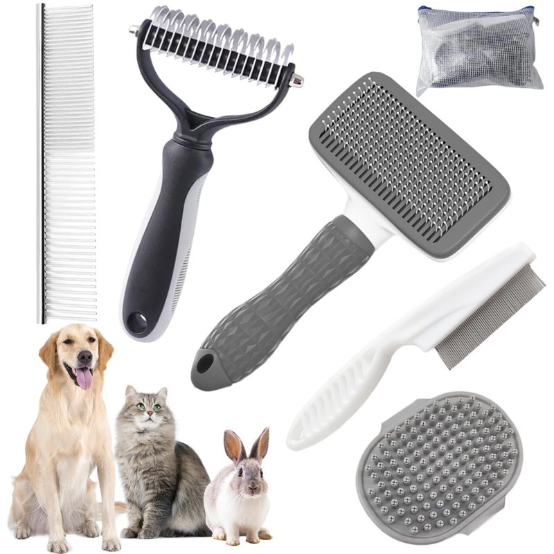 6-in-1 Pet Shedding Brush Kit with Organizer Bag